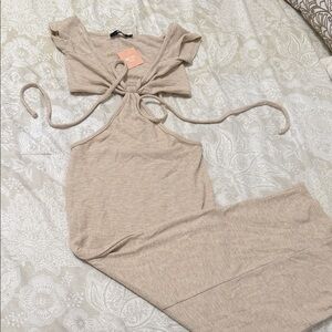 Miss Lola Sand Tie-Front Dress